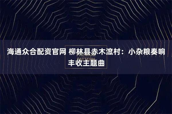 海通众合配资官网 柳林县赤木溛村：小杂粮奏响丰收主题曲